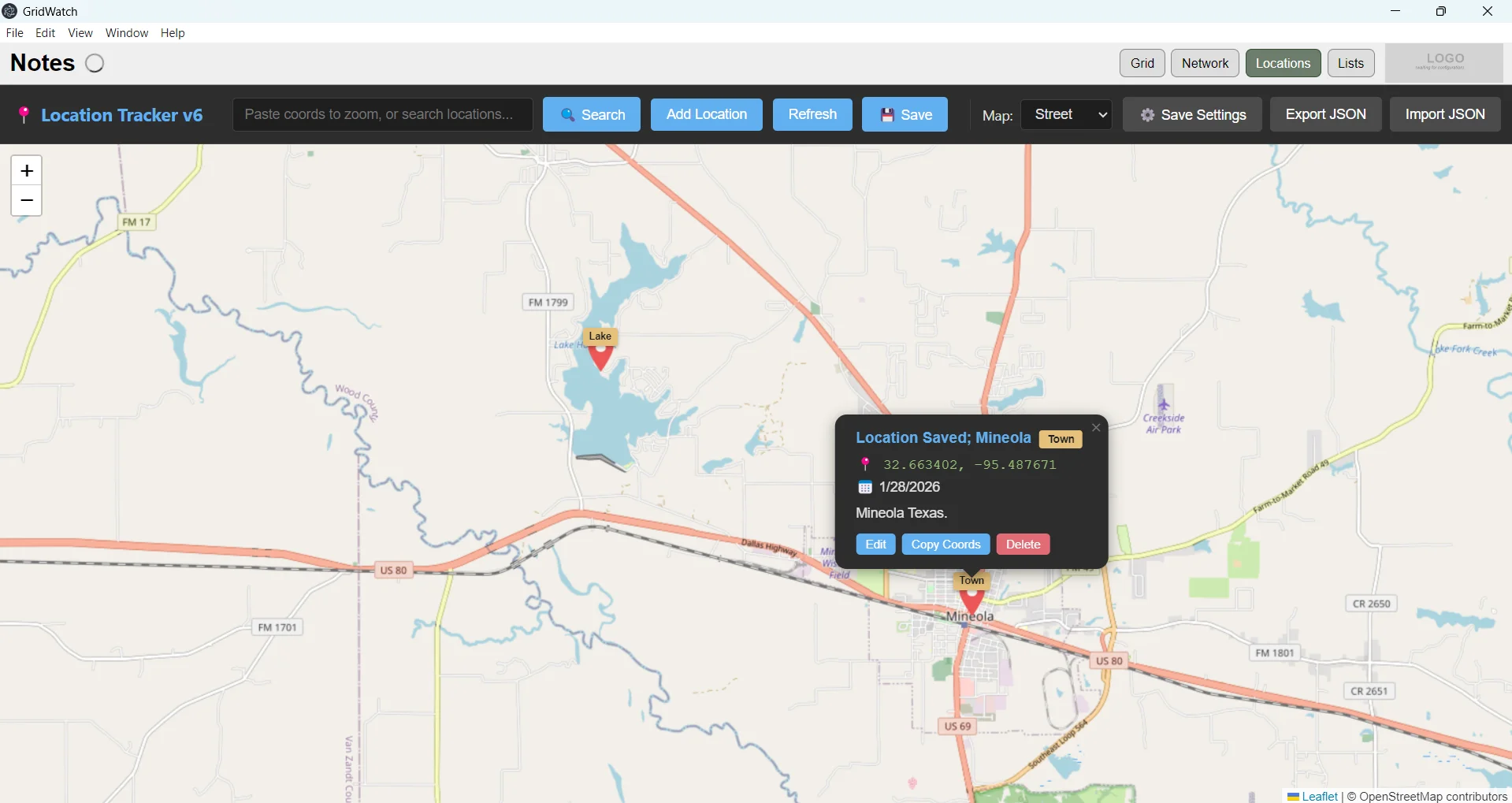 GridWatch Location Tracker